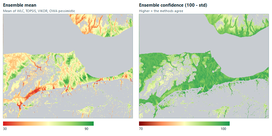 Ensemble mean and confidence