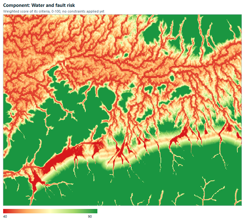 Water and fault risk component map