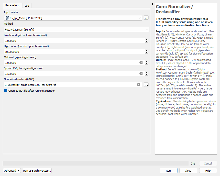 Normalizer dialog for TPI