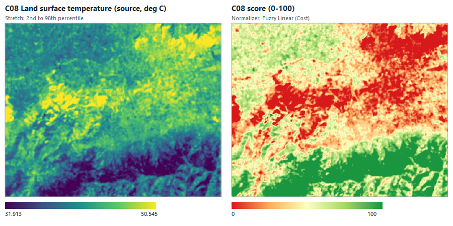 C08 source and score maps