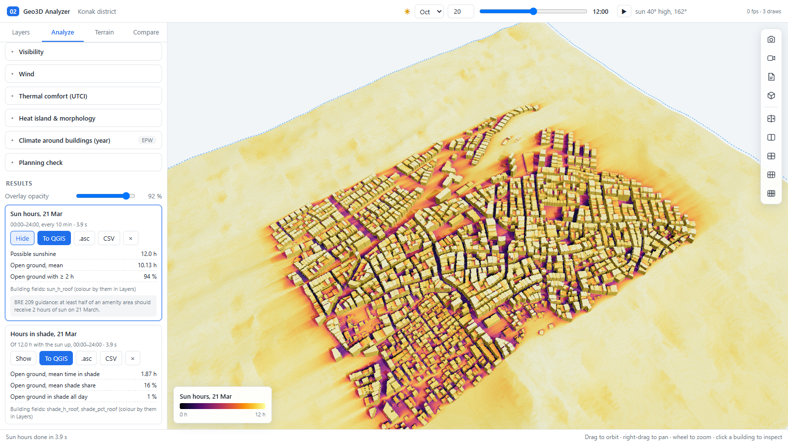 Results list with To QGIS buttons